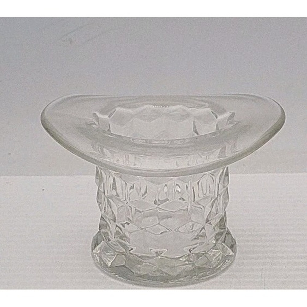 Fenton & Fostoria‎ Diamond & Daisy & Button Top Hat Figurine Trinket Bowls